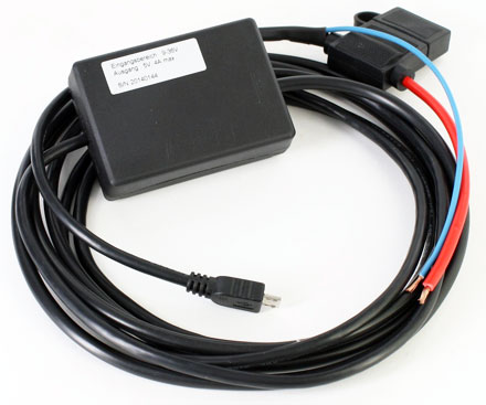 Festeinbau Micro-USB Ladegert/Konverter 12/24V (9-36V auf 5V, max. 20W, 3m)