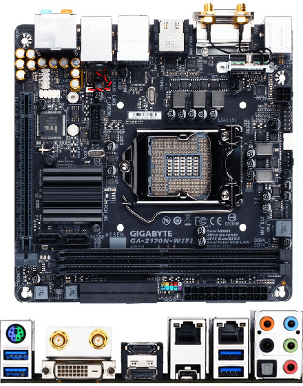 Gigabyte GA-Z170N-WIFI (for i3, i5, i7 [Sockel LGA1151], Skylake, 2x LAN, 2x HDMI, WLAN/BT, Intel Wireless Display) *new*